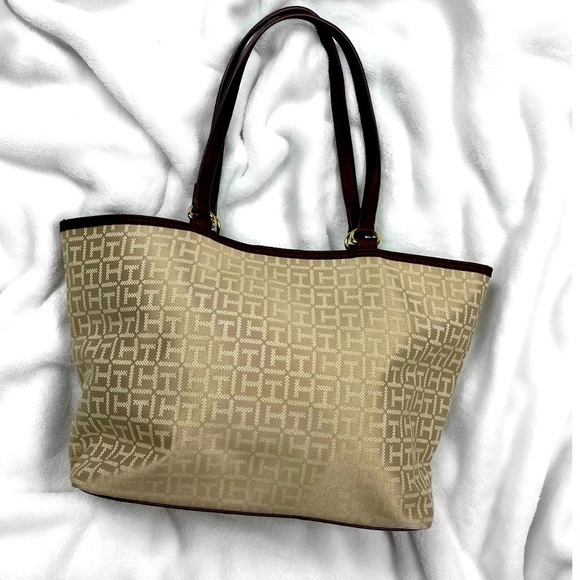 Tan Brown Tommy Hilfiger Tote Handbag - Picture 3 of 7